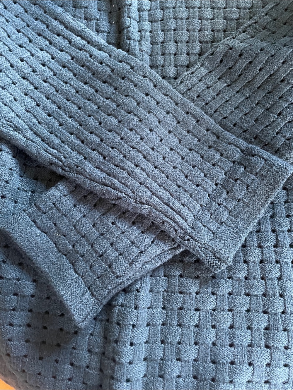 J.Jill Dark Teal Basket Weave Design Pullover Sweater with boatneck design